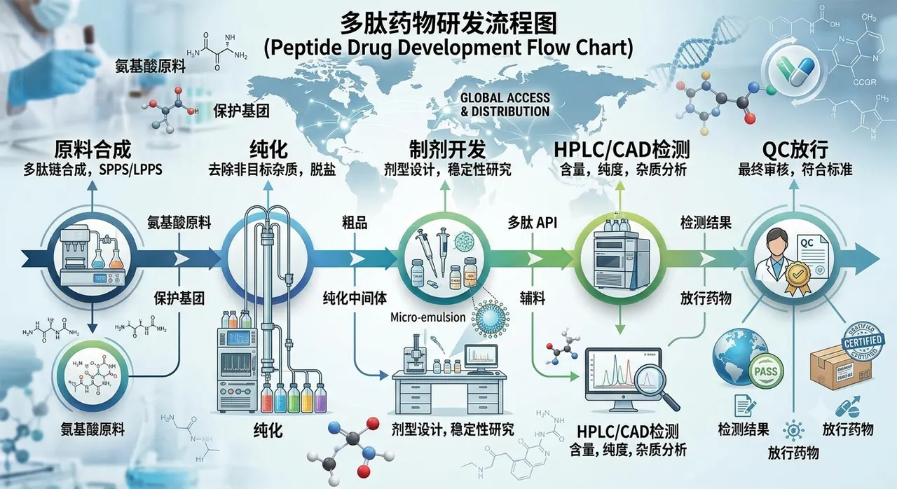 多肽药物研发与 HPLC CAD 检测流程